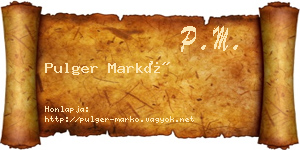 Pulger Markó névjegykártya